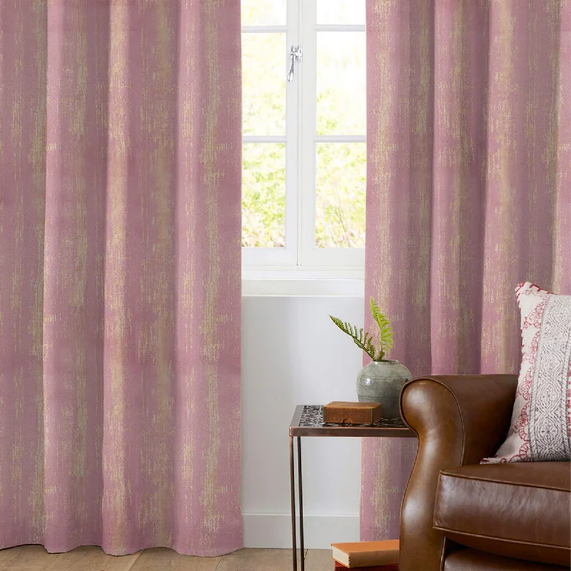 Oyster Pink Texture Pattern Golden Foil Premium Curtain Fabric (Width 54 Inches)