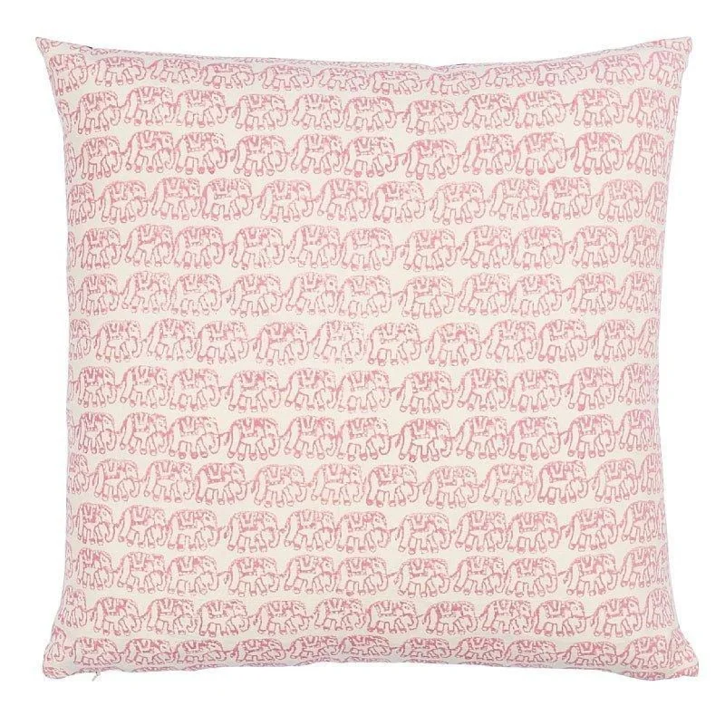 Pink & White Elephant Print 18" Pillow