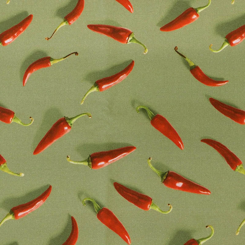 Cotton Furnishing - Green - Red Hot Chillies