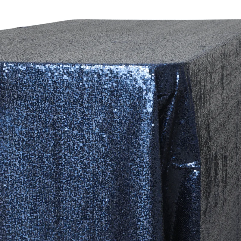 Glitz Sequin 90"x132" Rectangular Tablecloth - Navy Blue (New Tone)