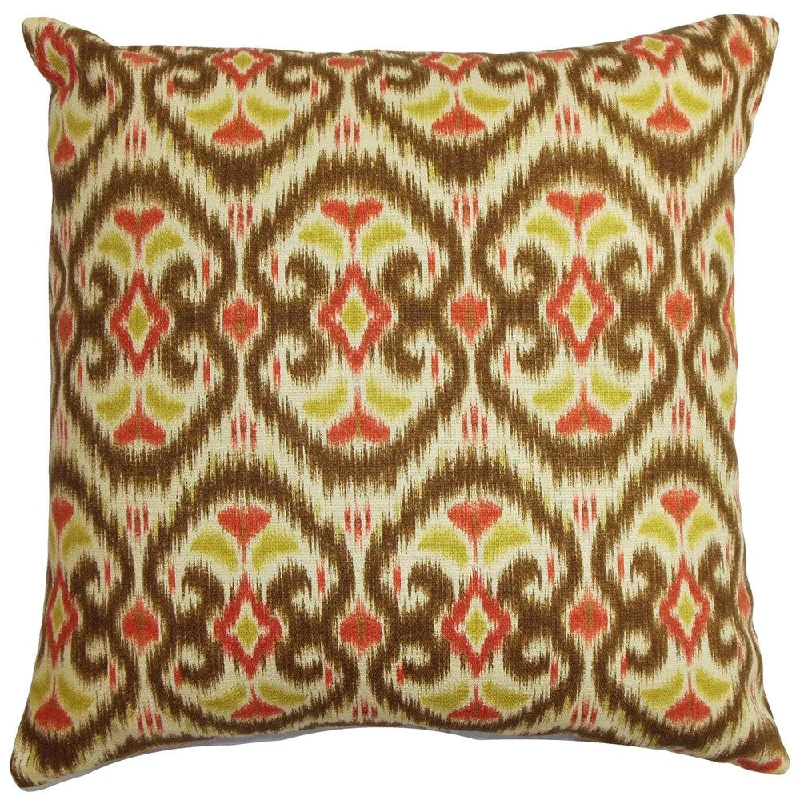 Zhambyl Ikat Euro Sham Green Brown