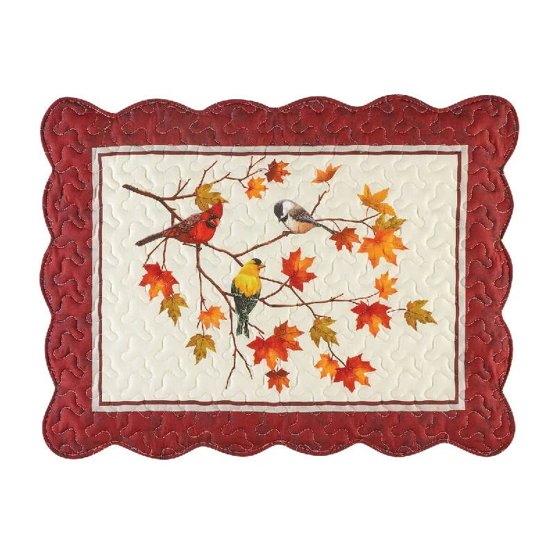 Autumn Birds on Branch Scalloped Edge Pillow Sham - Set of 2