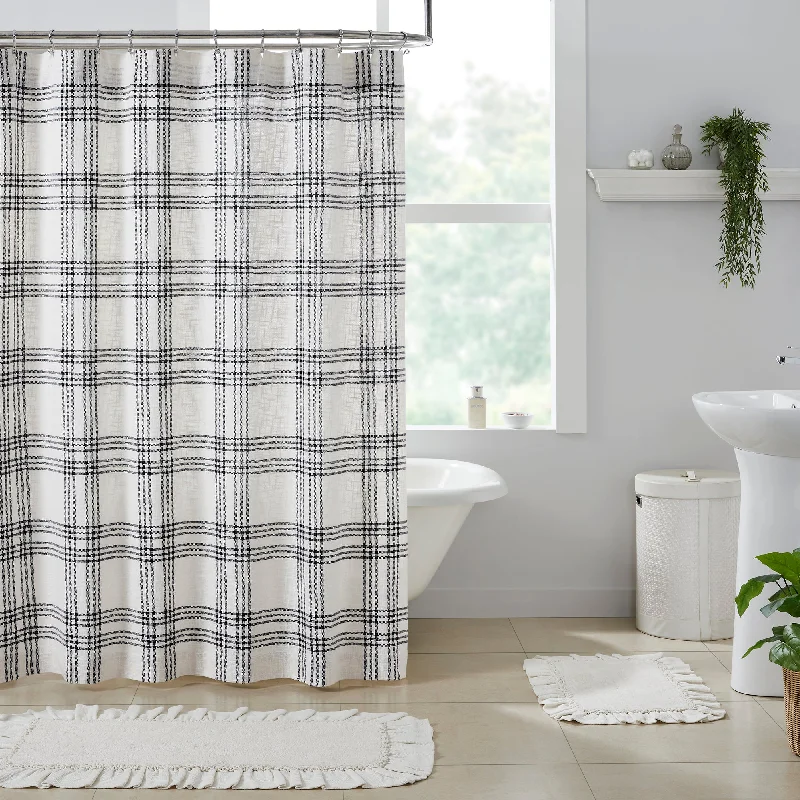 Black Plaid Shower Curtain 72x72 VHC Brands