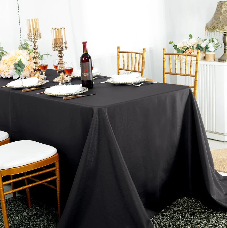 60"x120" Seamless Rectangular Polyester (220 GSM) Tablecloth - Black (1pc)