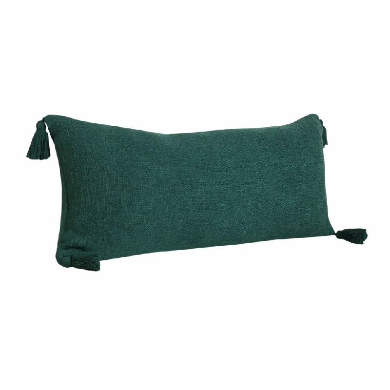 14" X 36" Emerald Green 100% Cotton Zippered Pillow