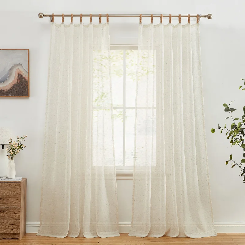 Lena Burlap Sheer Flax Linen Tab Top Curtains