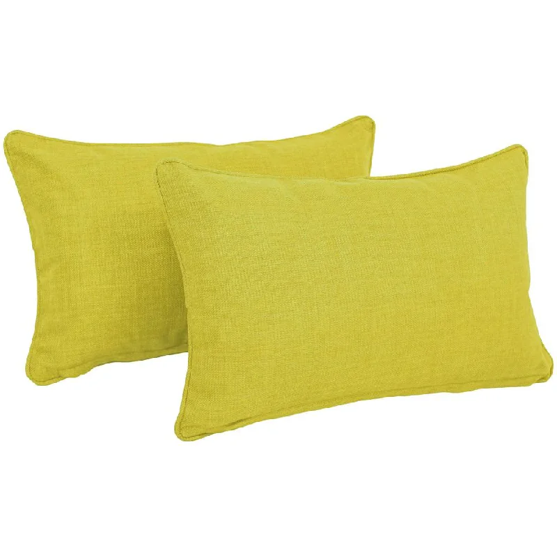 20-inch by 12-inch Double-corded Solid Outdoor Spun Polyester Back Support Pillows with Inserts (Set of 2), Lime