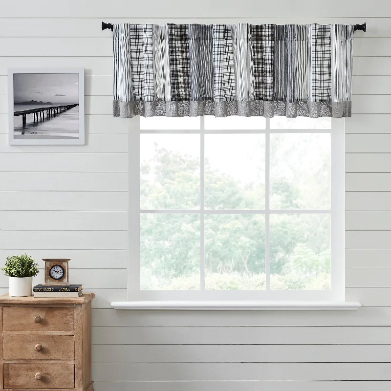 Sawyer Mill Black Patchwork Valance Curtain 19x90 VHC Brands