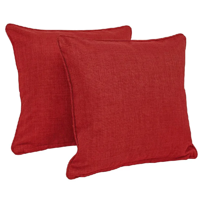 18-inch Double-corded Solid Outdoor Spun Polyester Square Throw Pillows with Inserts (Set of 2), Paprika