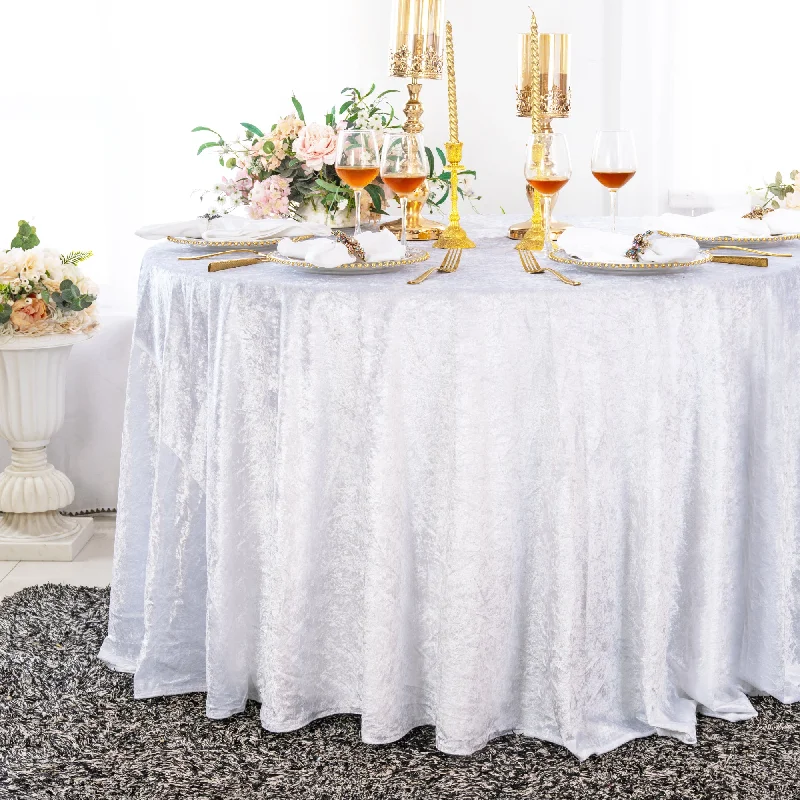 120" Round Ice Crushed Velvet (200 GSM) Tablecloth - White (1pc)