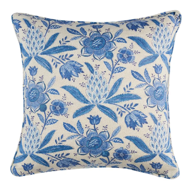 Lafayette Cornflower Blue Botanical Linen Throw Pillow