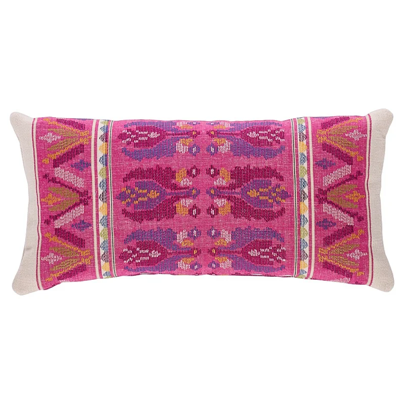 Magenta Striped Handwoven Tactile Throw Pillow