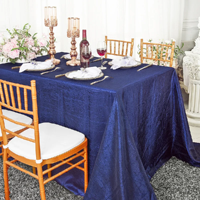 90"x132" Seamless Rectangular Crushed Taffeta Tablecloth - Navy Blue (1pc)