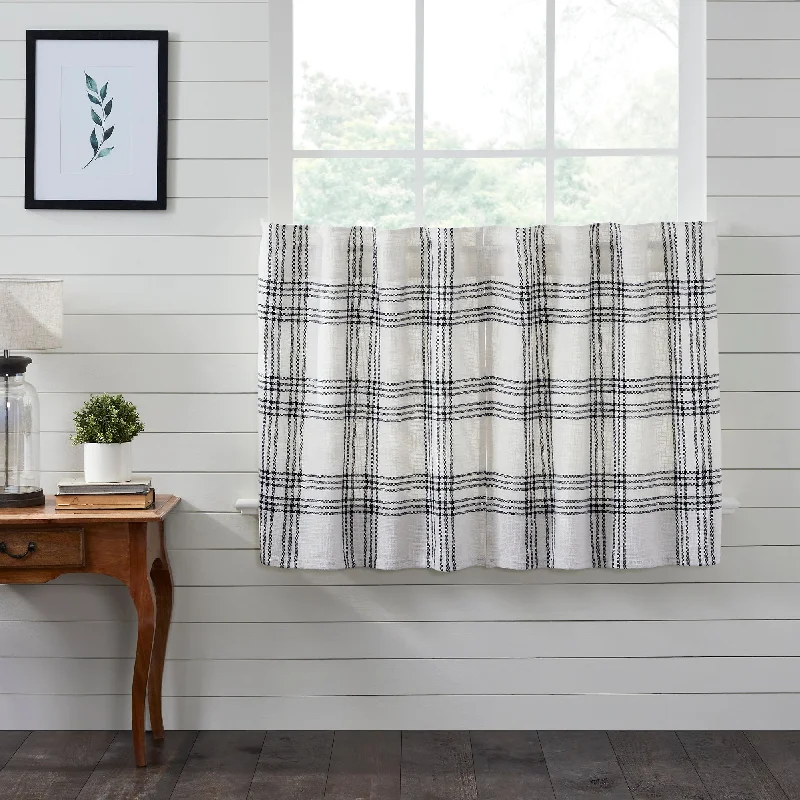 Black Plaid Tier Curtain Set of 2 L36xW36 VHC Brands