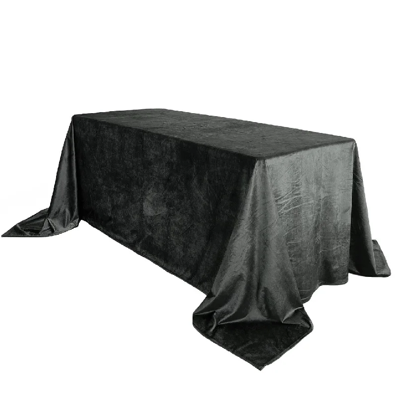 90 x 156 Inch Rectangular Velvet Tablecloth Black