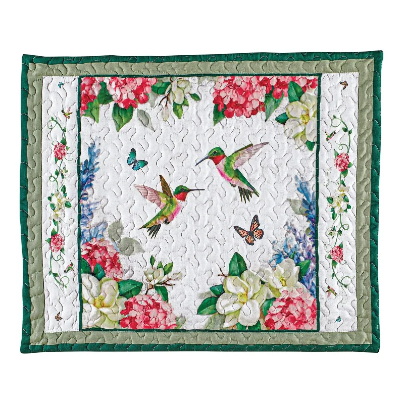 Scalloped Edge Hummingbird Blossom Garden Pillow Sham